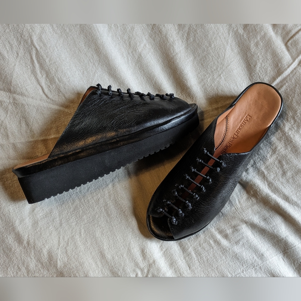 L'AmourDesPieds Adrienne leather platform black shoes 10